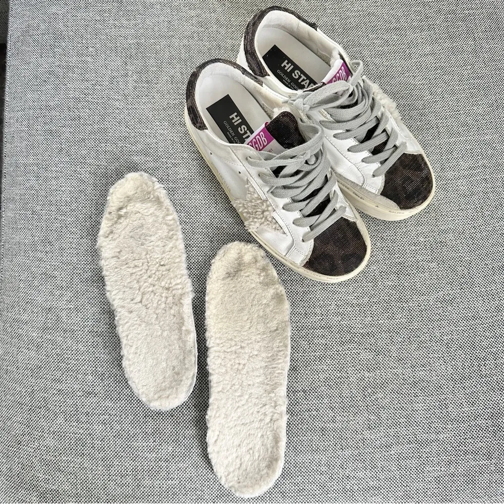 Golden Goose Hi Star Classic in Black Gold Leopard with Sherpa Inserts - Image 8