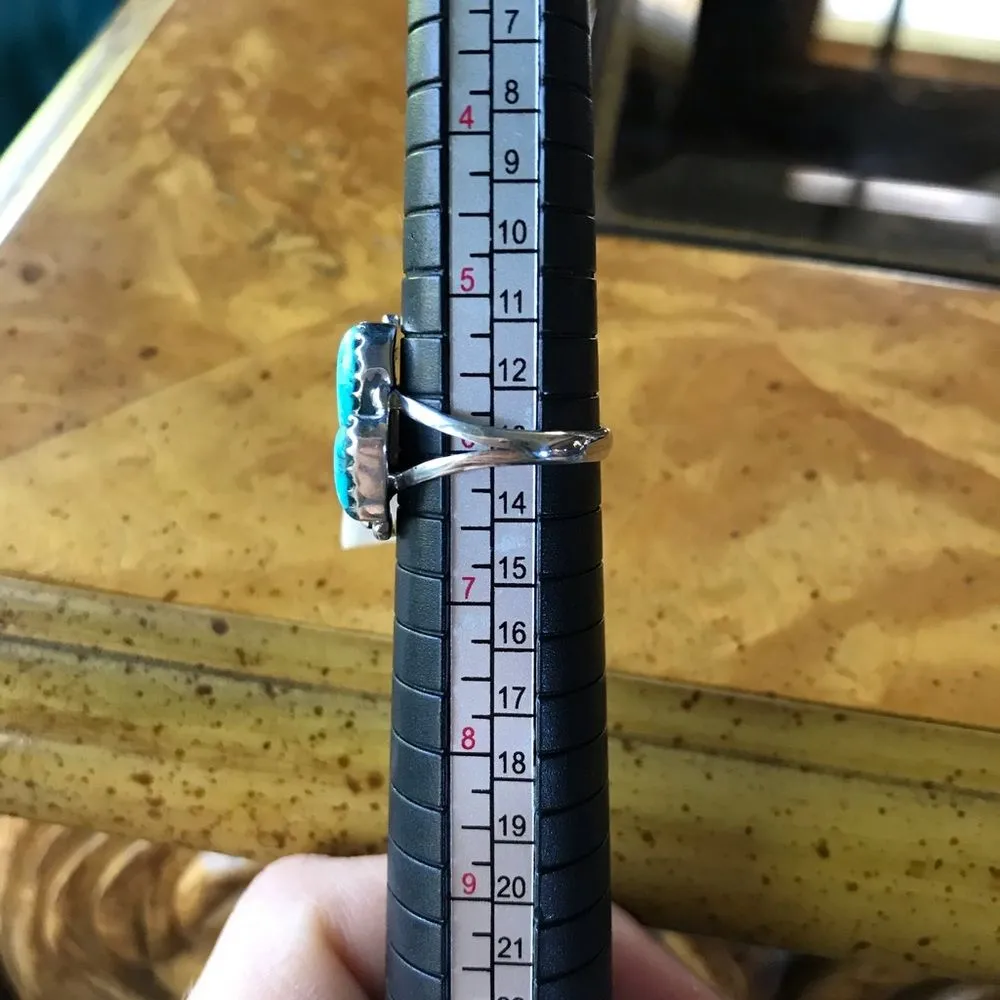 Kingman Turquoise Sterling Silver Feather Ring Size 6 Blue - Image 6