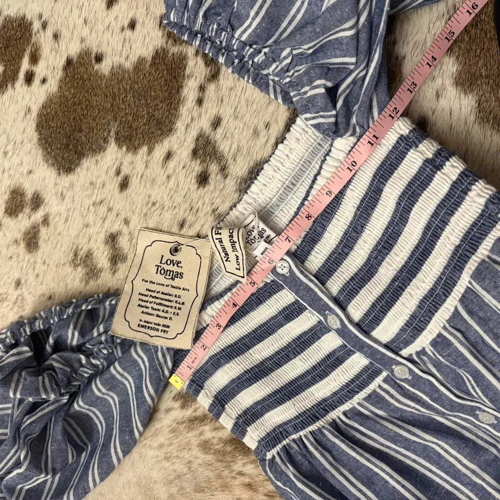 EMERSON FRY LOVE TOMAS Striped Smoked Maxi Cotton‎ Dress Size XS/S NWT Blue - Image 8