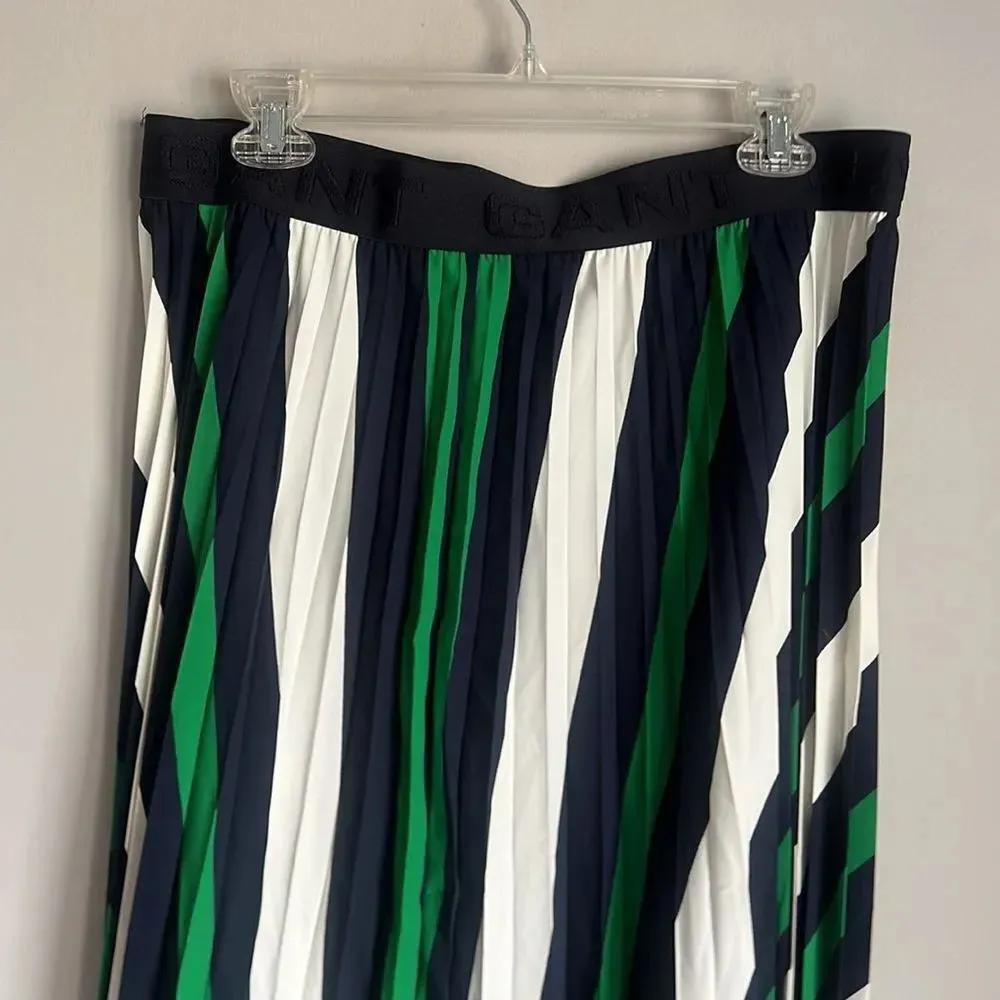 Gant AB Pleated Stripe Skirt LAVISH GREEN Size 12 - Image 8