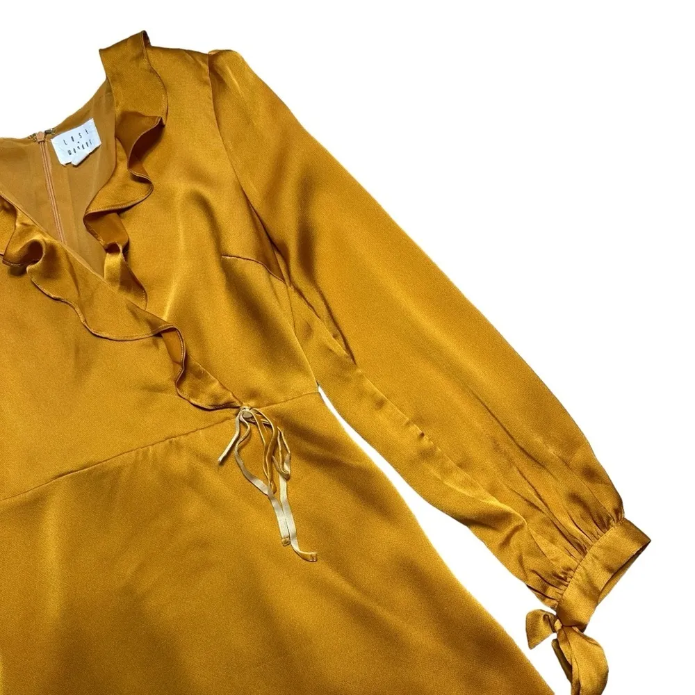 Lost + Wander Golden Yellow Dawn Satin Mini Dress Womens US S - Image 4