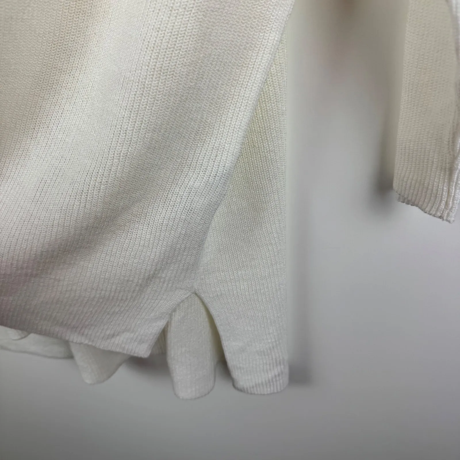 Eileen Fisher Organic Linen Cotton Blend Sweater Medium Cream Minimalist Ethical - Image 2