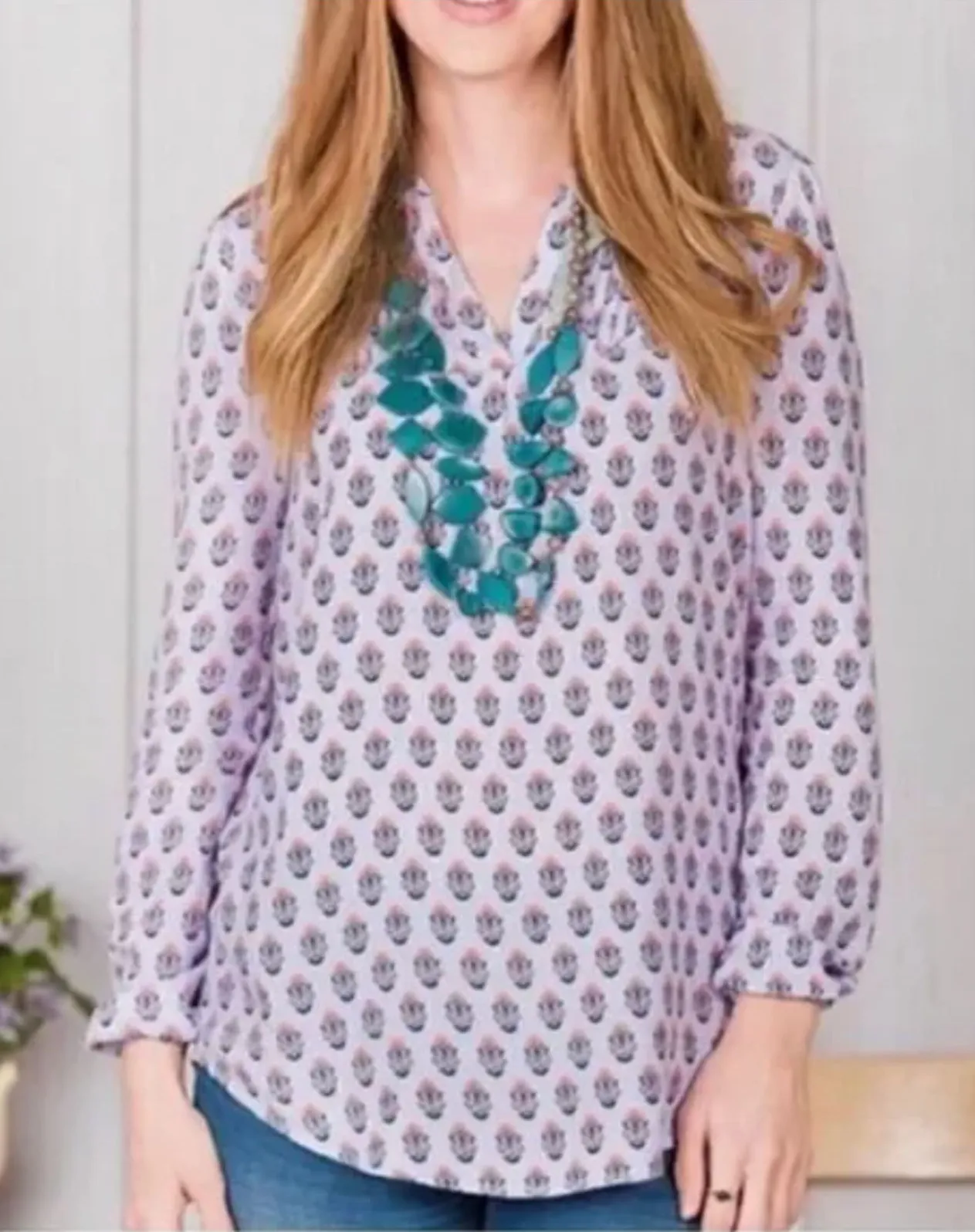 Matilda Jane Delicate Topiary Blouse Lavendar Purple Floral Feminine Size Large - Image 1