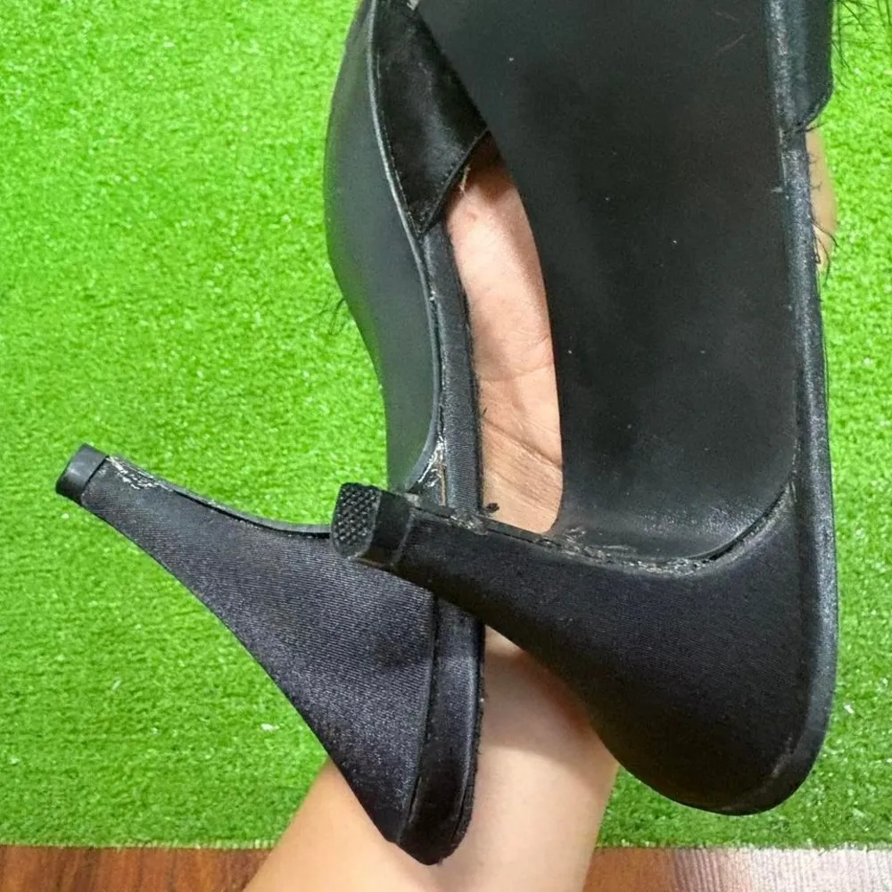 Vintage‎ y2k pleaser women's size 10 black feathered marabou mule glam heels - Image 6