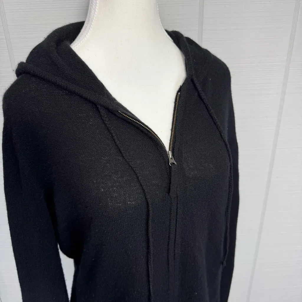 Claudia Nichole Black Cashmere Zip Up Hoodie Sweater Rhinestone Skull Goth Emo Size XL - Image 6