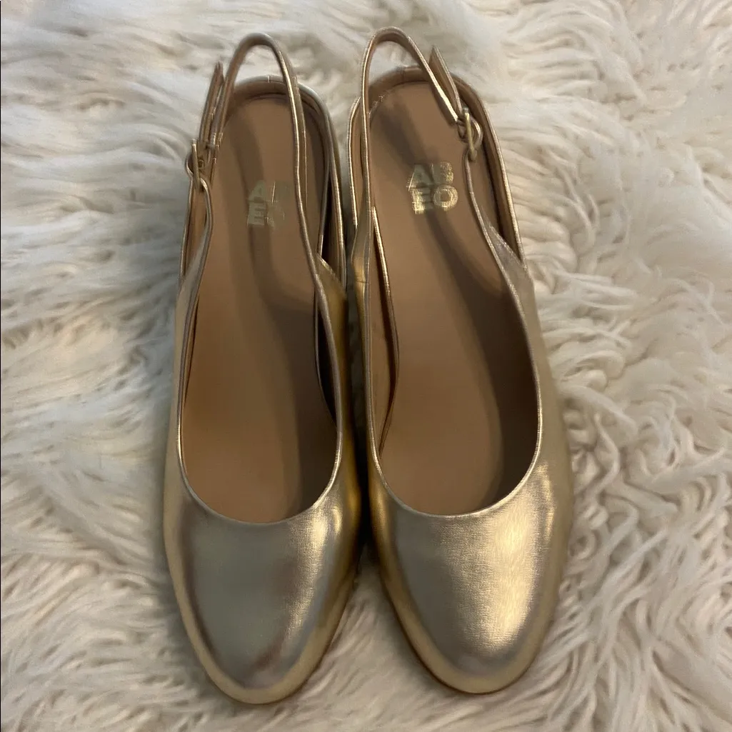 ABEO Tempo Sling Back 3844 Chic Gold Block Heel Women's Shoes BNWOT size 8 - Image 5