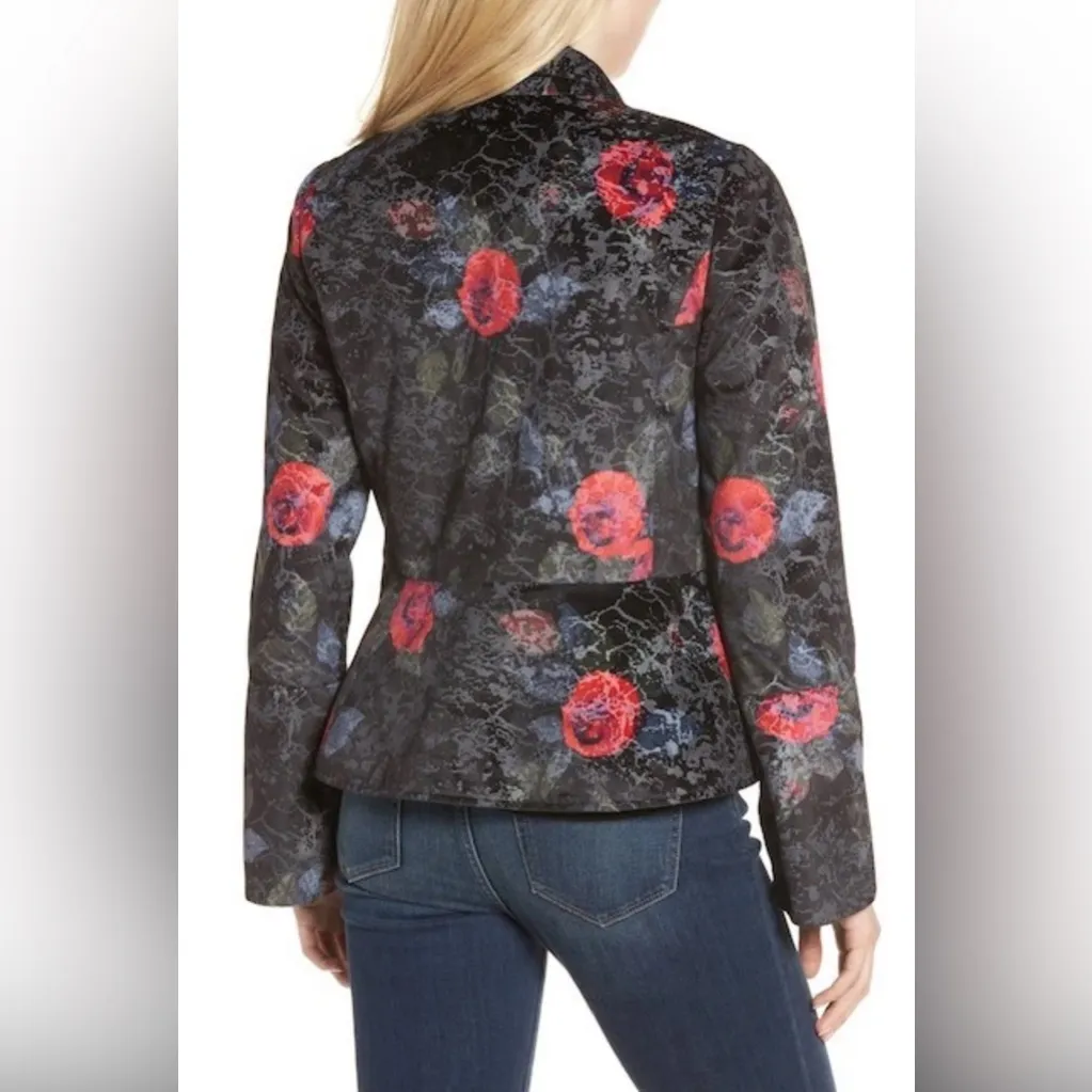 Hinge | Black Red Floral Blazer Jacket, size S - Image 3