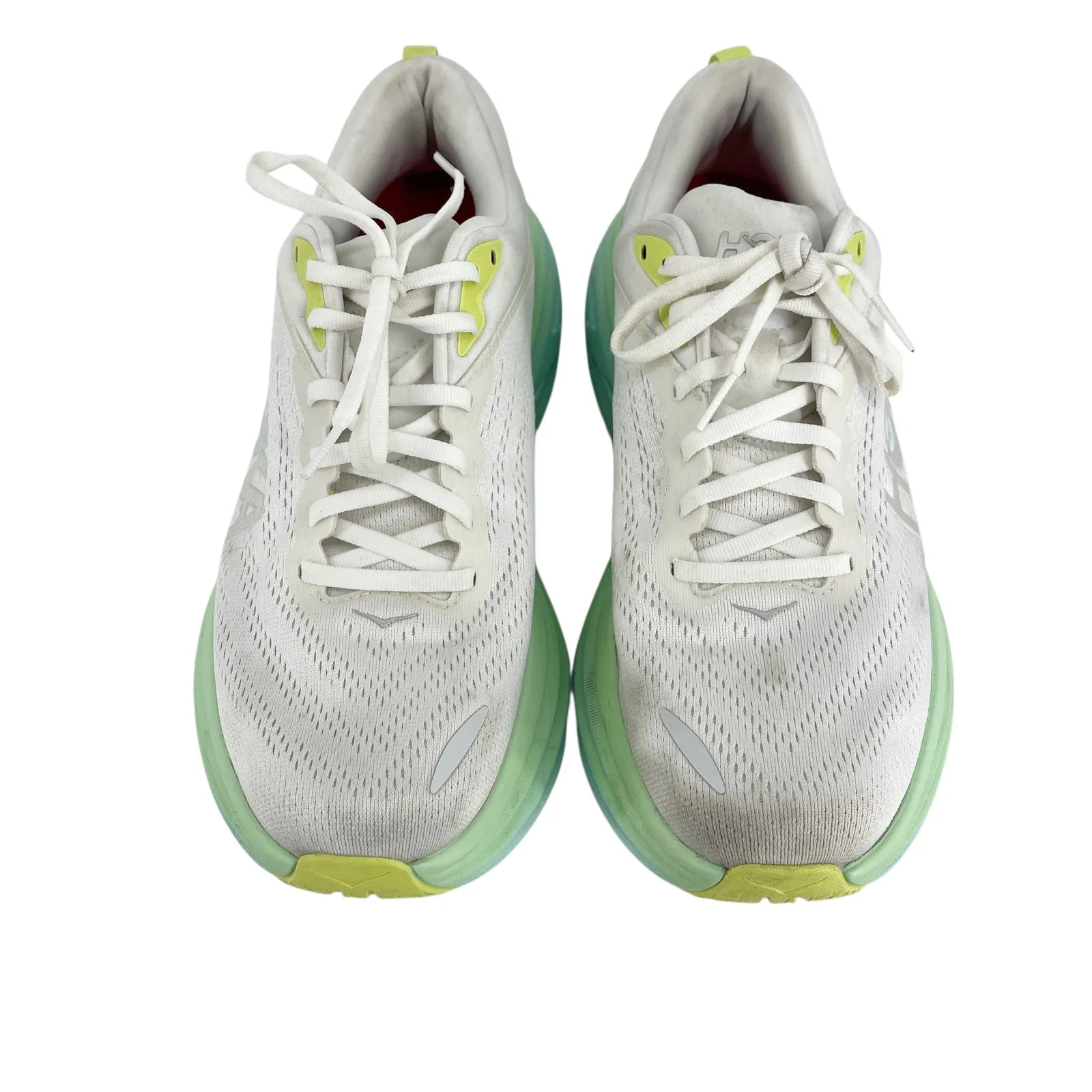 Hoka Womens Bondi 8 Running Sneaker Shoe Size 11 Blanc/Sunlit Ocean Active - Image 4