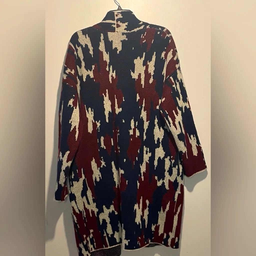 Knox Rose- Aztec Print Long Sleeve Jacquard Knit Open-Front Cardigan- Size M - Image 4