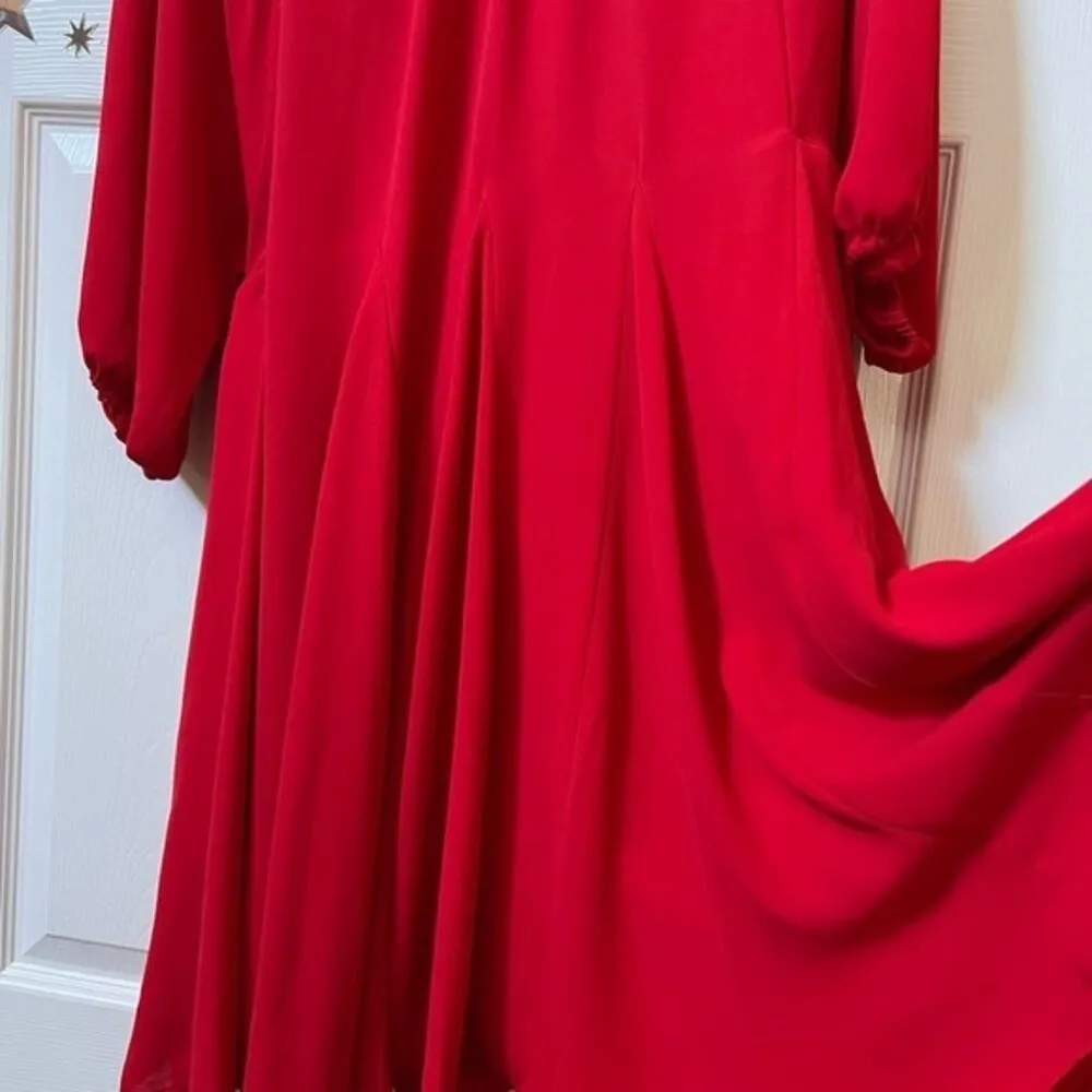Red Dolman Sleeve Dress w/belted flare. New with tags. M Petite - Image 3