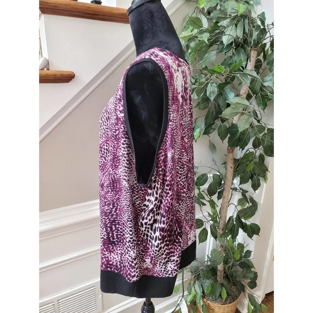 Dana Buchman Womens Purple Leopard 100% Nylon Round Neck Top Blouse Size 3X - Image 5
