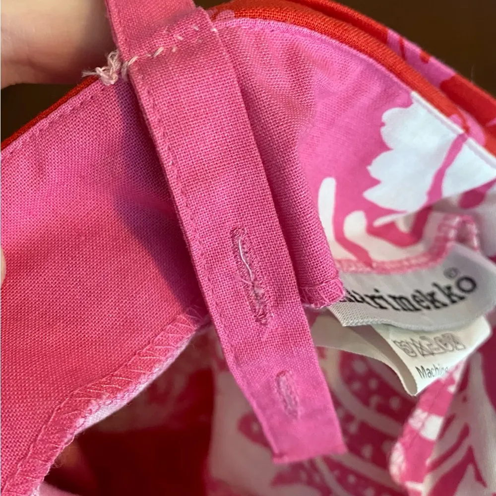 Marimekko vtg vintage Hawaiian print pink floral mini dress size 2 beach coastal Red - Image 3