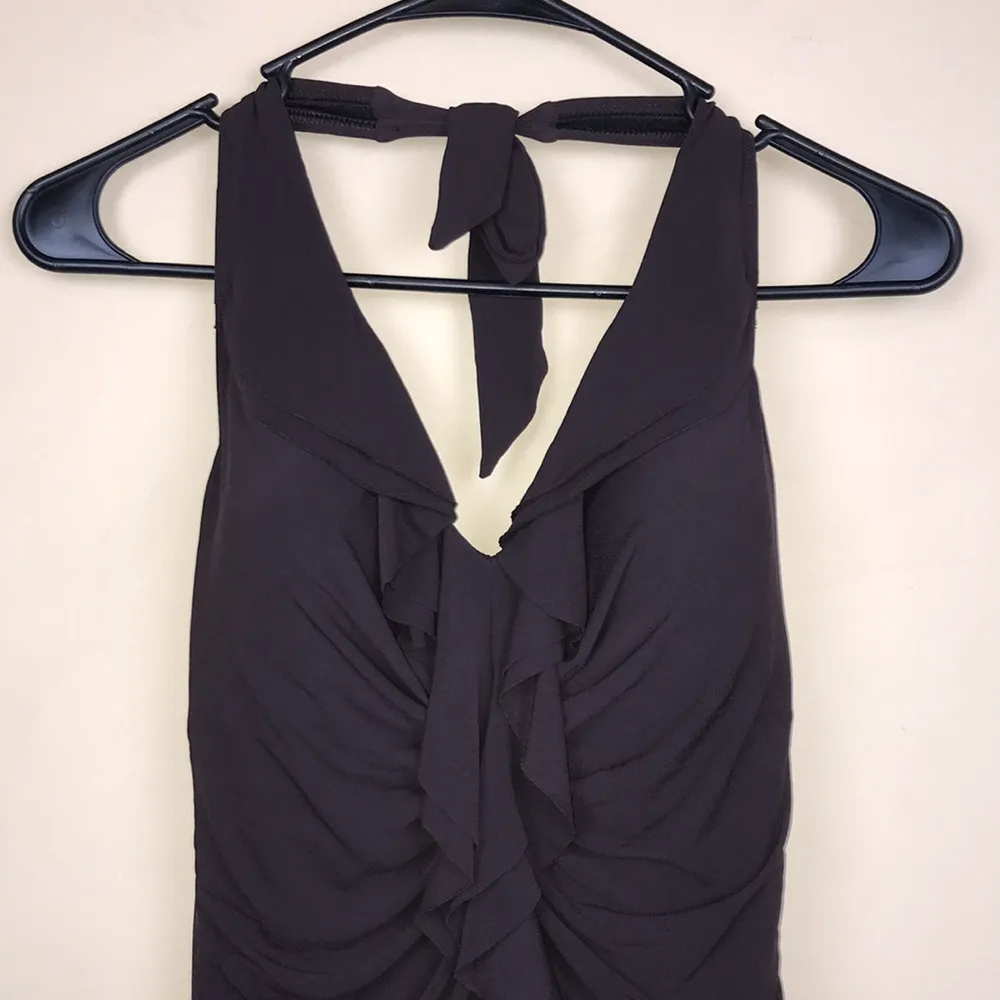 MiracleSuit  Women’s Ruffle Front Full Coverage Brown Halter One Piece Swim Suit - Image 2