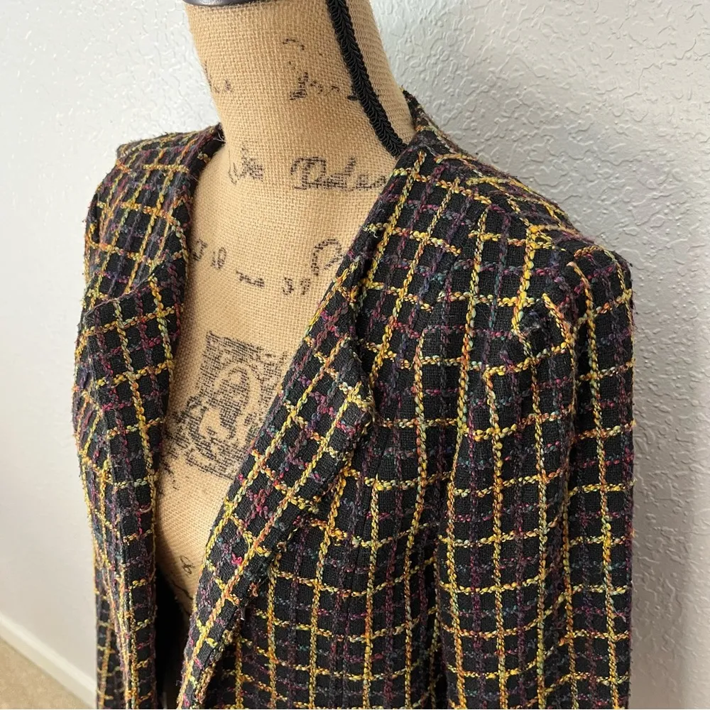 Slate & Willow Size M Shaina Lined Plaid Jacket Fall Colorful Retro Ruffle - Image 2