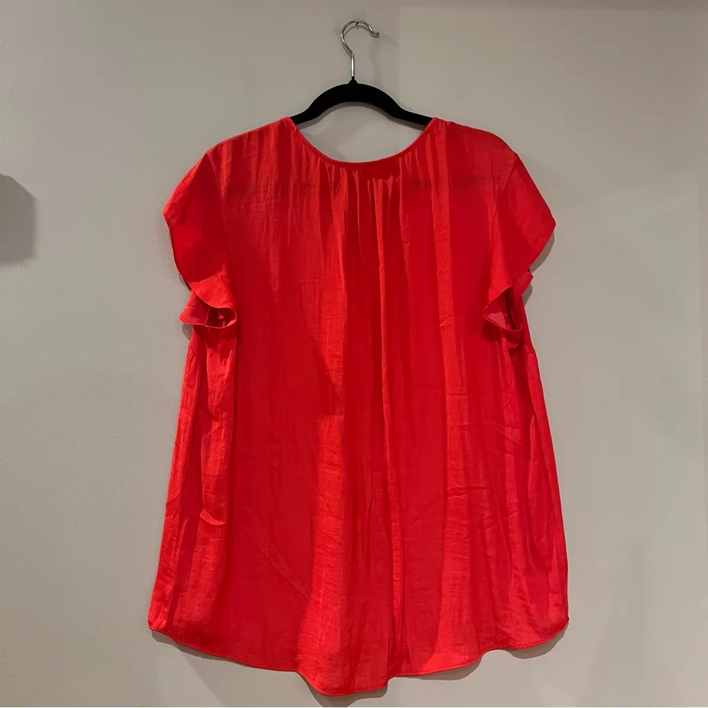 Cynthia Rowley Red Short Sleeve Blouse - Image 3