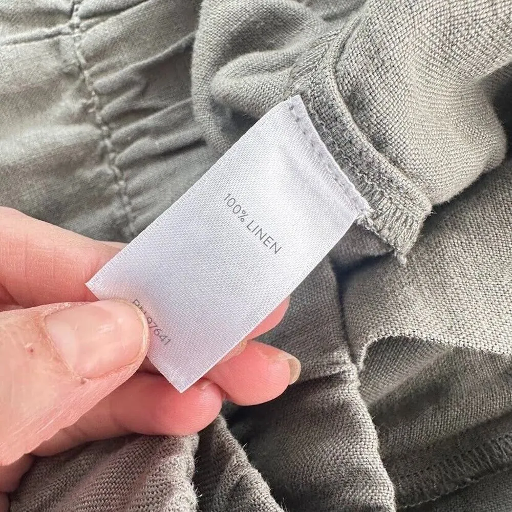 Pure J Jill Sage Green 100% Linen Wide Leg Pull On Pockets Crop Pants Medium M - Image 7