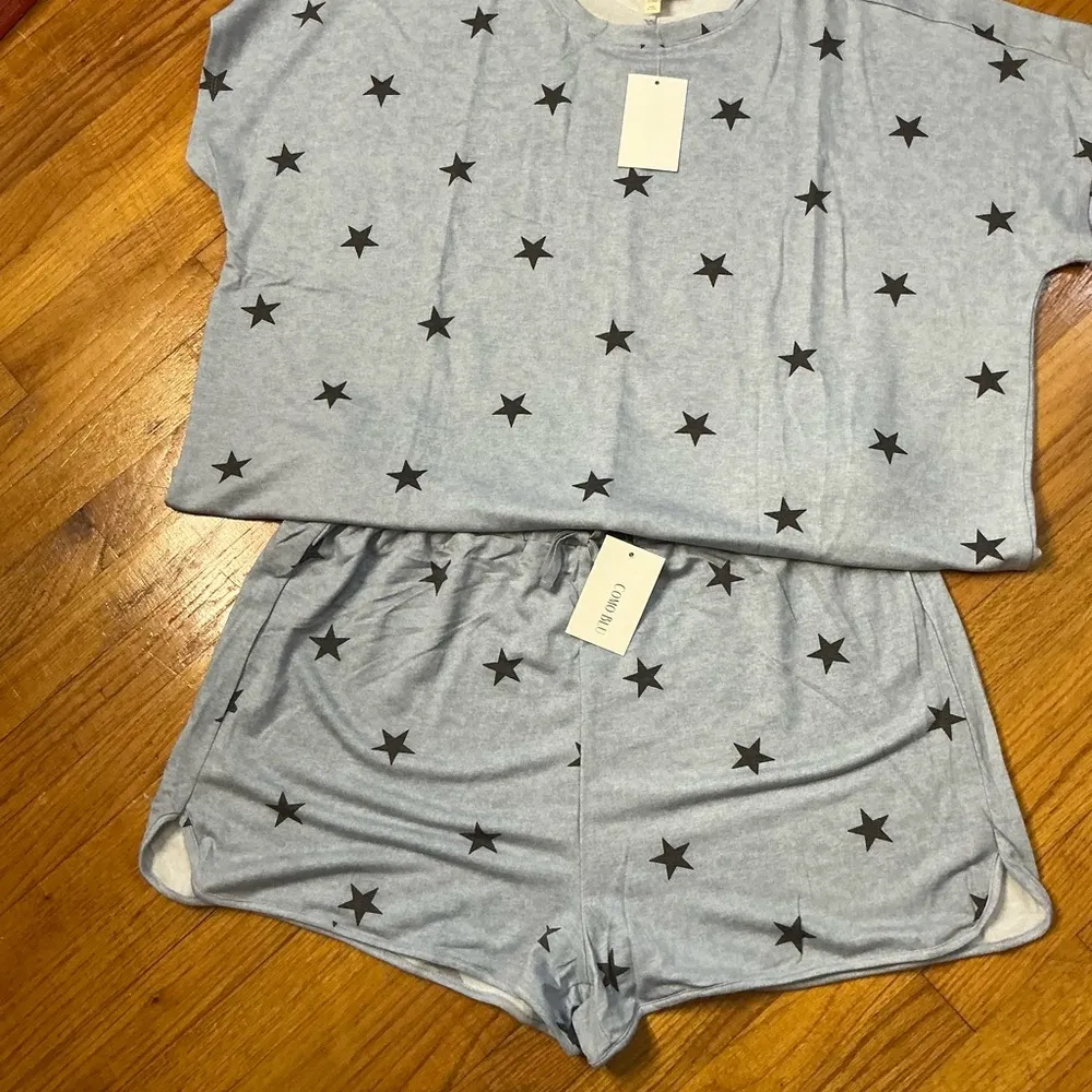 Star Print Grey Sleepwear Set Size 2X - Image 3