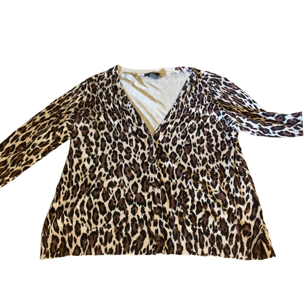 GRACE ELEMENTS CREAM, BROWN & BLACK ANIMAL PRINT KNIT CARDIGAN (XXL) - Image 7