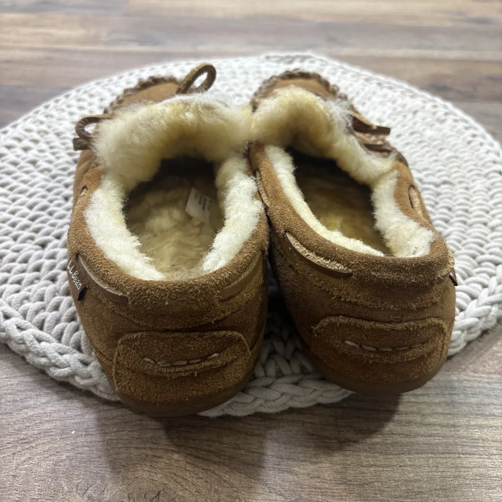 LL Bean Wicked Good Slippers Womens 5 Brown Suede Shearling Fur Lined - Image 6