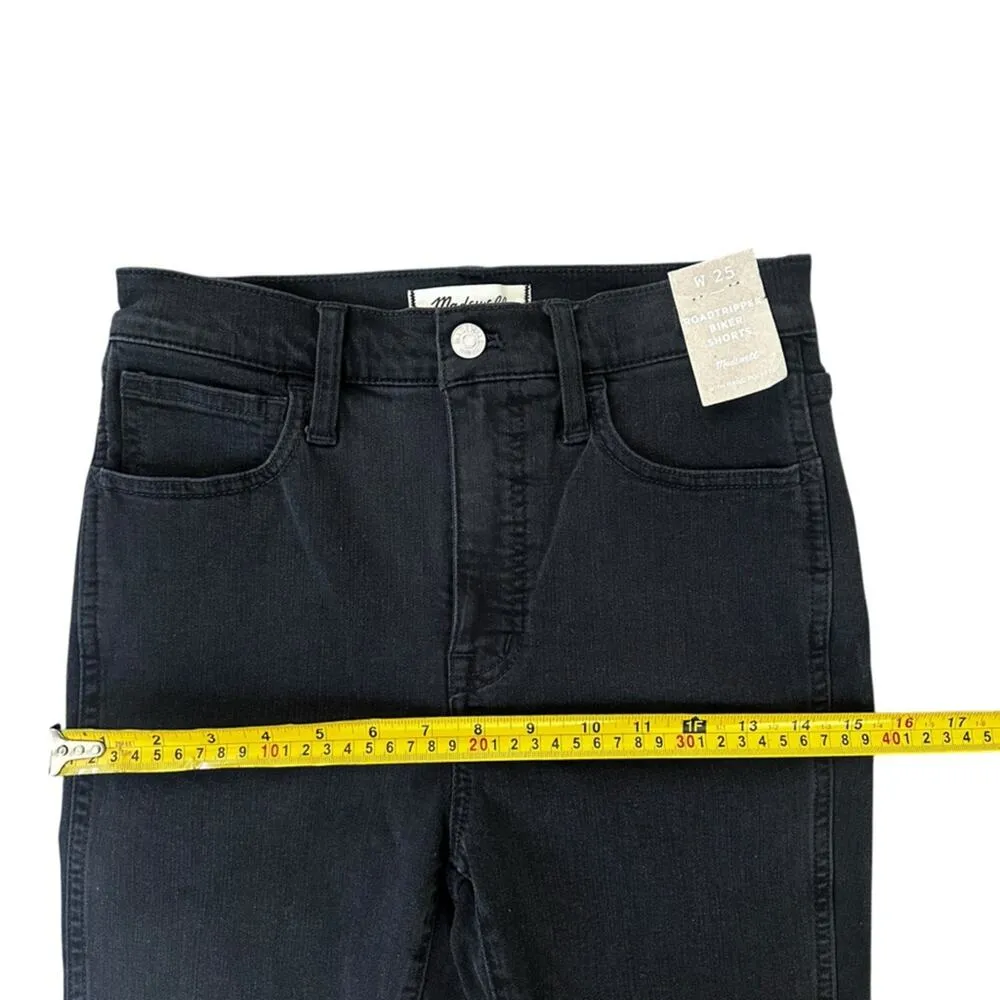 NEW Madewell Roadtripper Supersoft Biker Demin Jean Shorts Raw Hem Size 25 - Image 4
