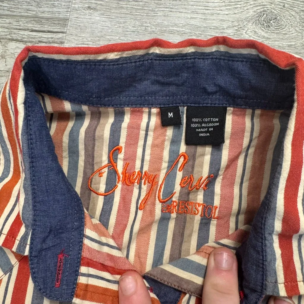 Sherry Cervi Resistol Striped Women's Western Long Sleeve Shirt I6 Orange Size M - Image 2
