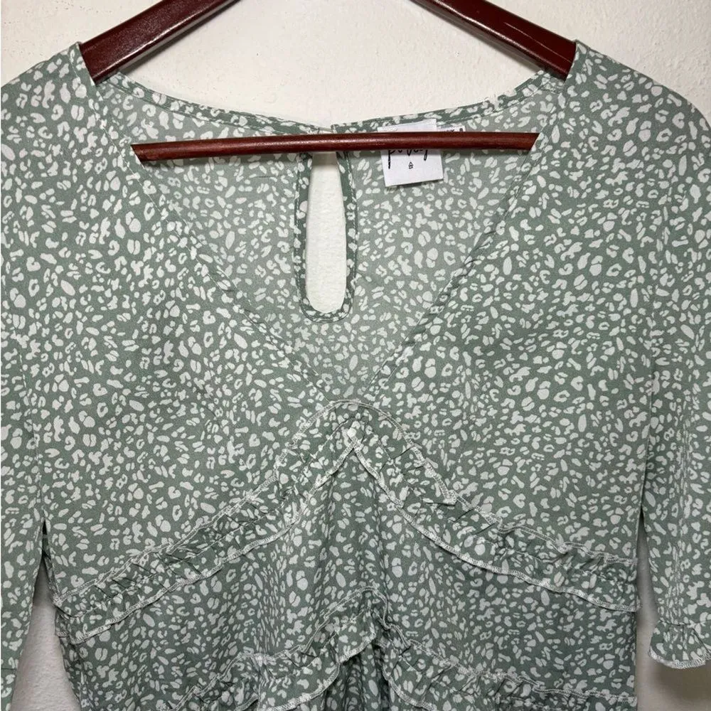 Princess Polly Size 4 Candice Sage Green‎ Ruffle Short Sleeve Mini Dress - Image 4