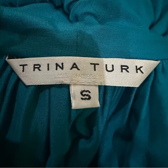 Trina Turk Mighty Hooded Jumpsuit Small Turquoise Wide Leg‎ Sleeveless V-Neck - Image 12