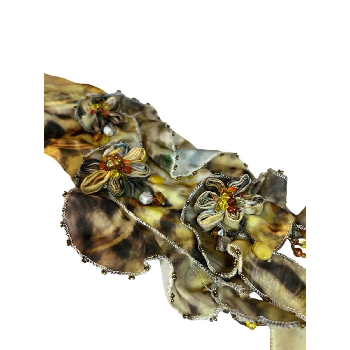 NWT VTG Mary Frances Versatile Scarf/belt 3D Multicolor Floral Beaded Tassel 60” - Image 14