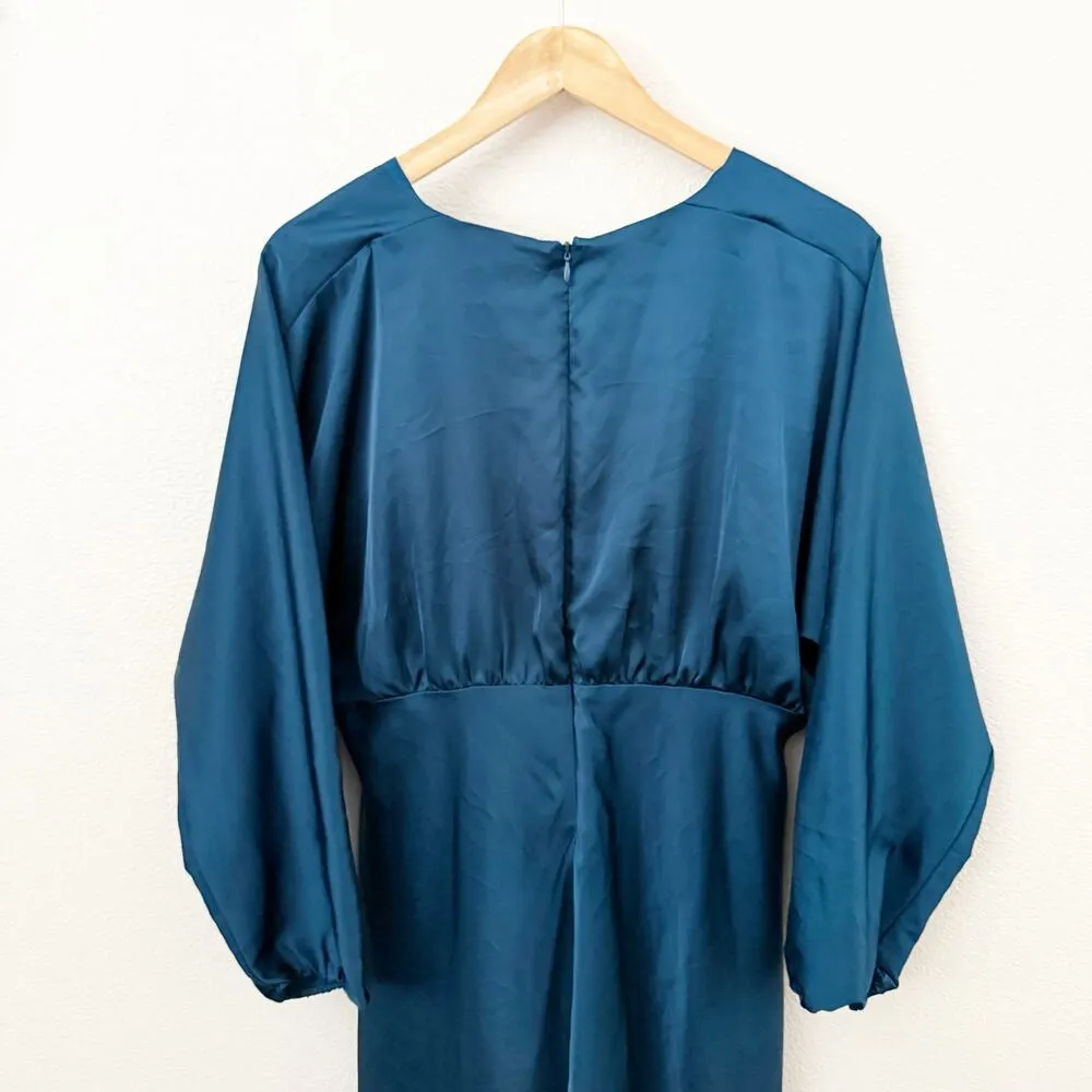 BANANA REPUBLIC | NWT Silky Column Midi Dress Peacock Blue Green Teal | Size 16 - Image 3
