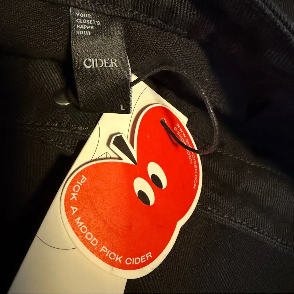 Cider Alessia Solid Cargo Jeans in black wide leg women's L NWT Y2K acubi - Image 6