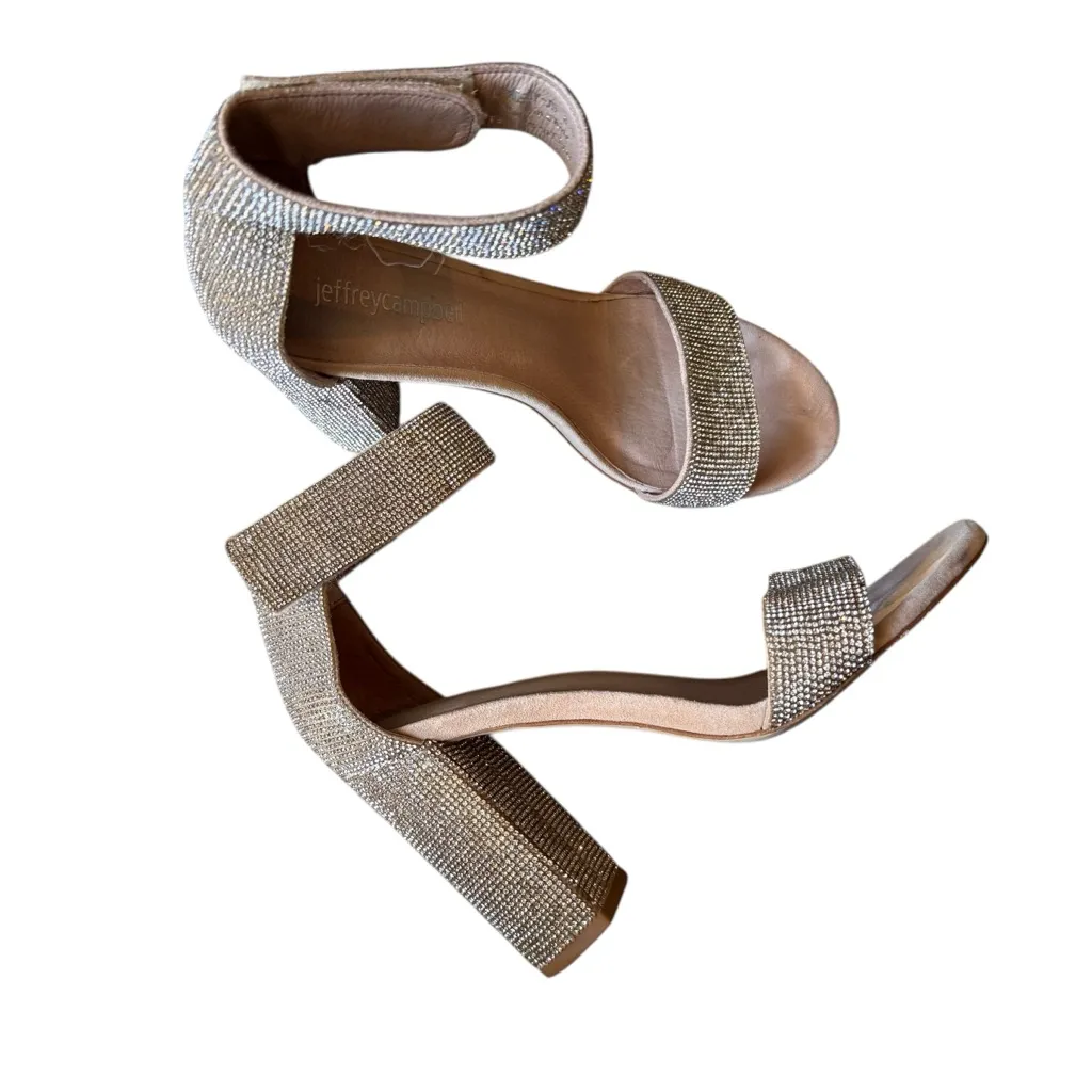 Jeffrey Campbell - Lindsay Rhinestone Block Heel Sandals Champagne Sz 6.5 - Image 10