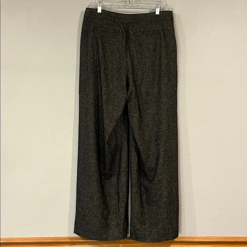 Garnet Hill wool blend lined wide leg trouser pants peppered tweed 14 - Image 4