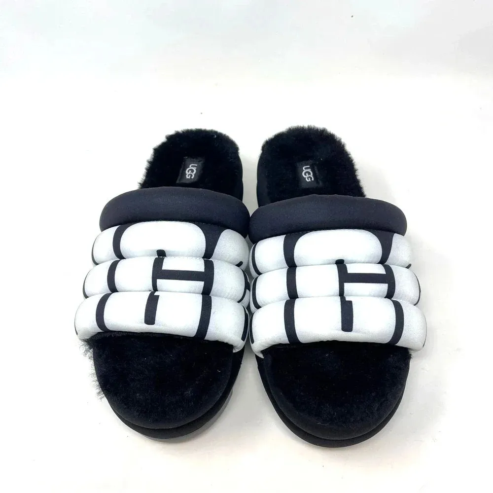 UGG Maxi Genuine Shearling Lined Sandal Black‎ Size US 9 - Image 2