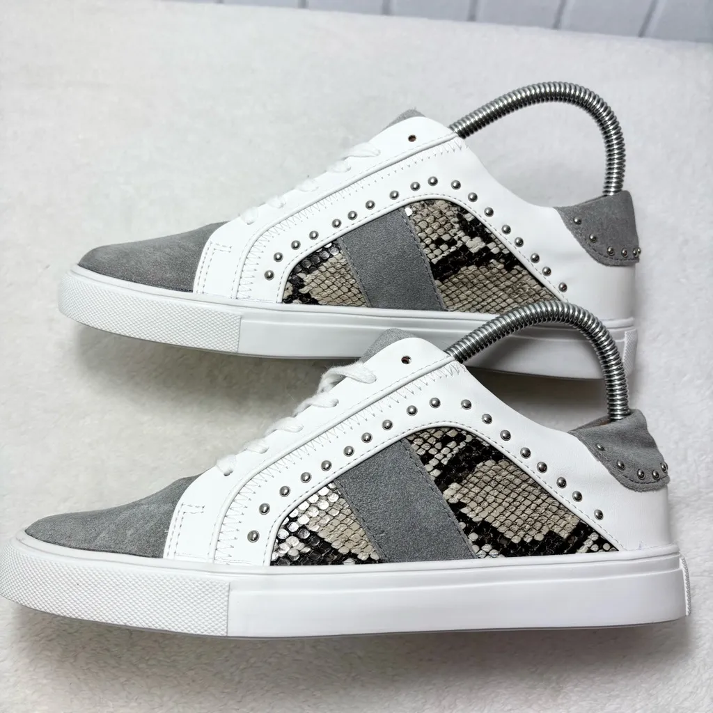 Steve Madden Annita Sneaker Leather Reptile Snakeskin Studs 7.5 Tennis Shoe - Image 11