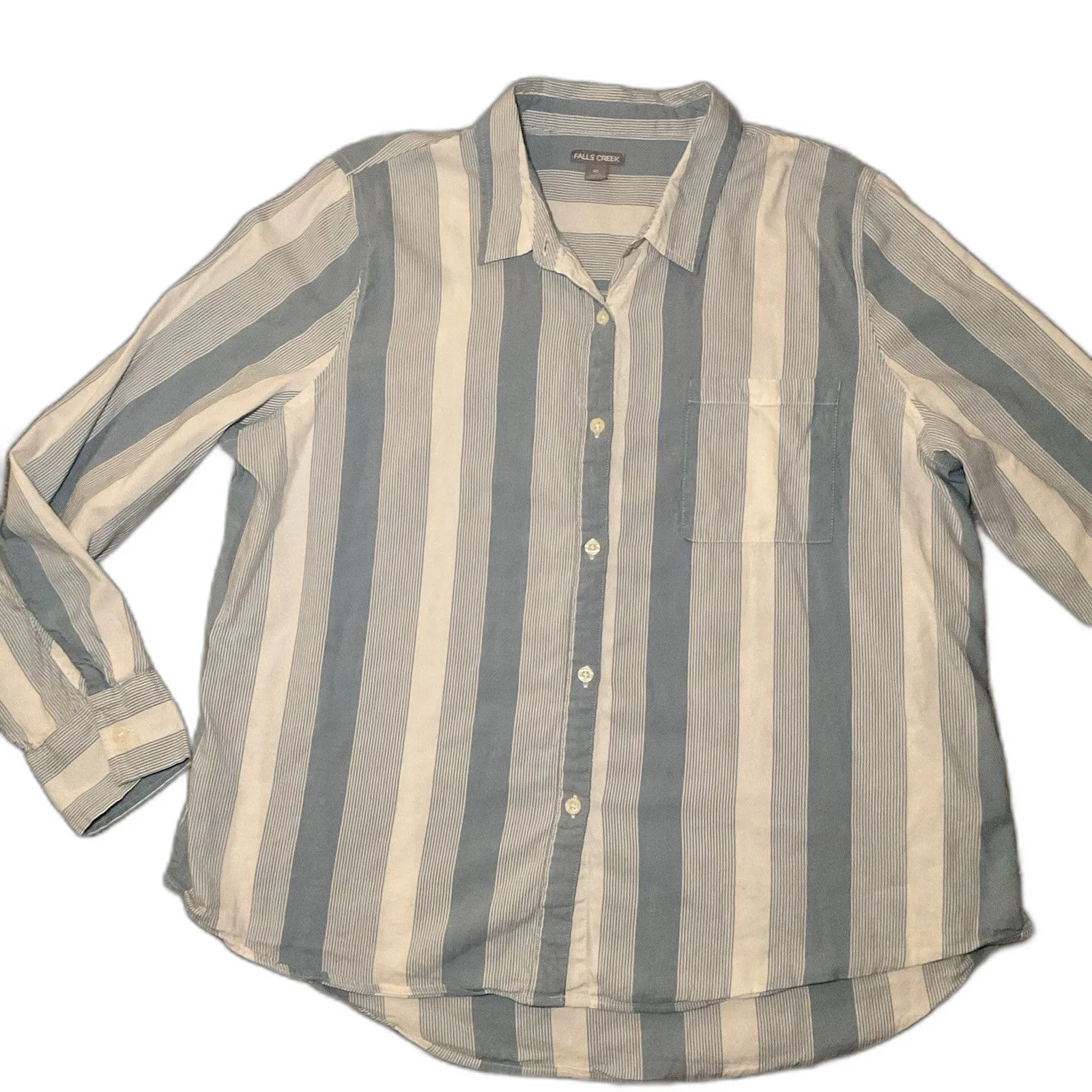 Womens Blue/white Casual, Light Weight Long Sleeve Vacation, Work Button Down XL - Image 2