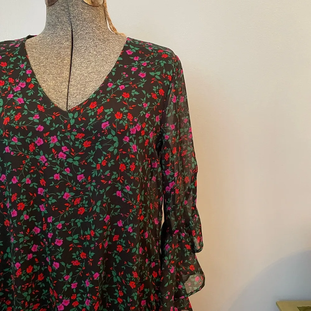 Calvin Klein Floral Ruffle Sleeve Dress - Career Feminine Dainty Women’s Sz 4 - Image 6