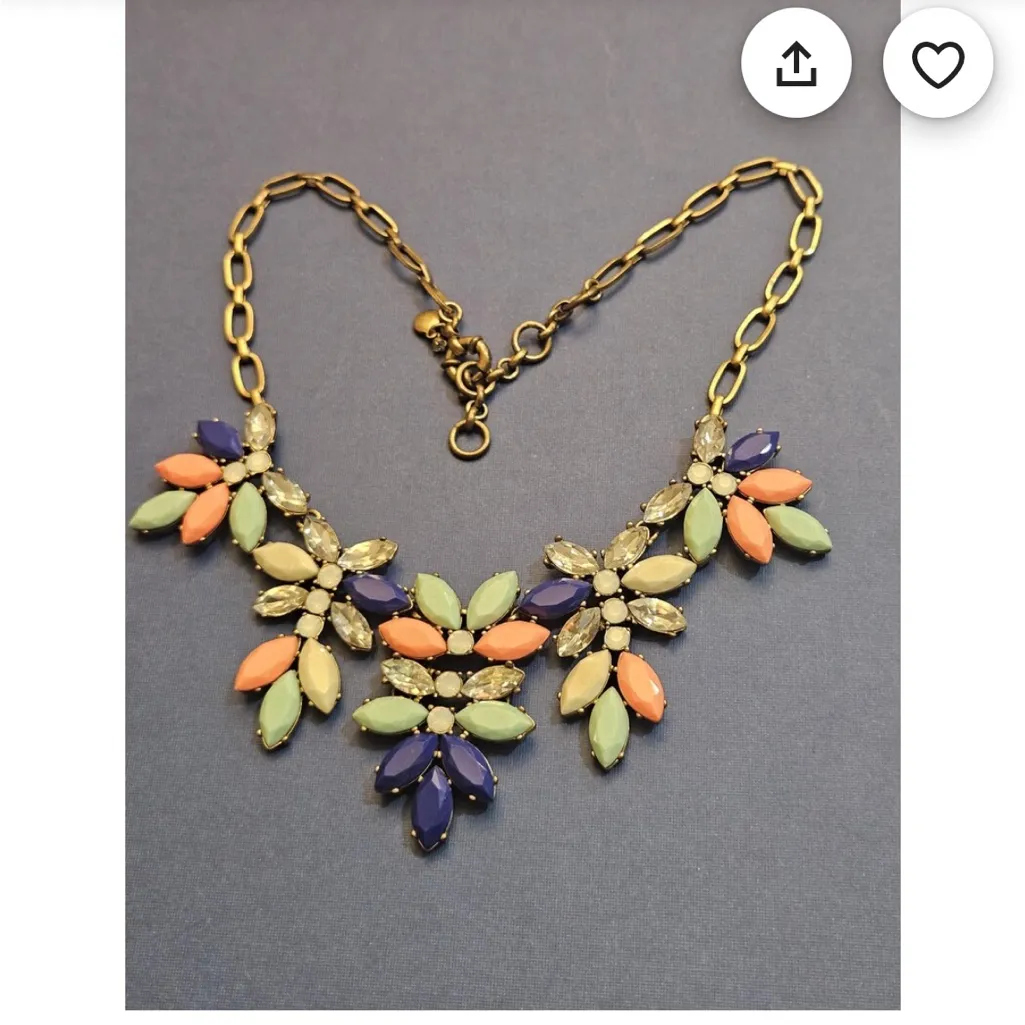 J. Crew Multicolor Floral Statement Necklace 18 Inches - Image 4