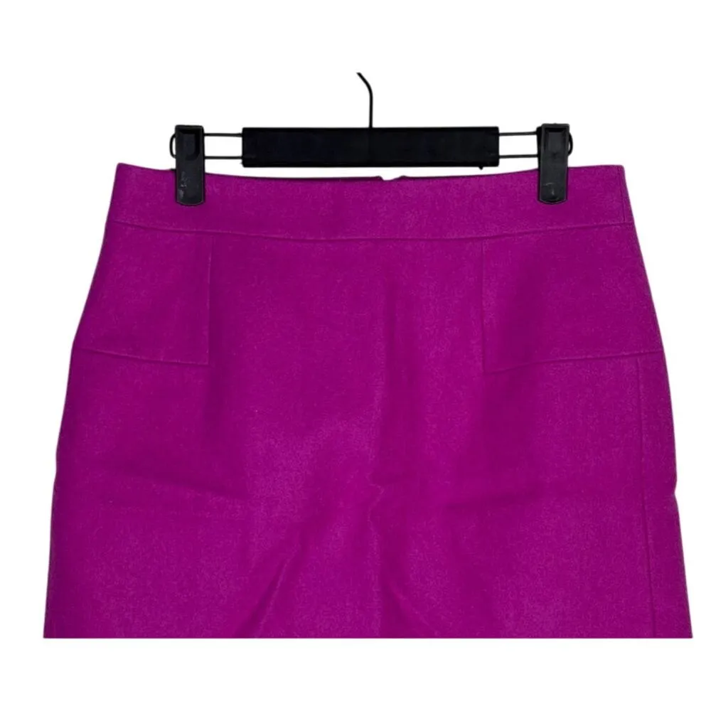 J.Crew Wool Blend Mini Skirt Lined Lightweight Back Zip Up 4 Fuchsia Pink #3330 - Image 2