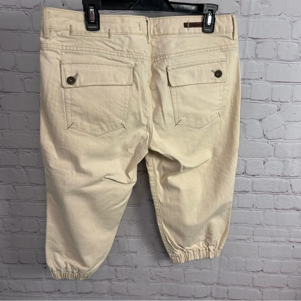 Deener retro neutral beige cropped denim cotton size 32 tomboy preppy Tan - Image 5