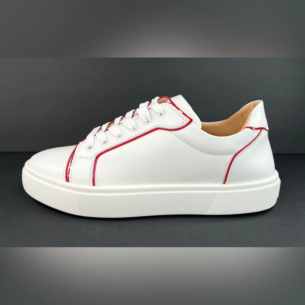 CHRISTIAN LOUBOUTIN Vieirissima Flat White Leather Ace Women Sneakers EU 40 - Image 3