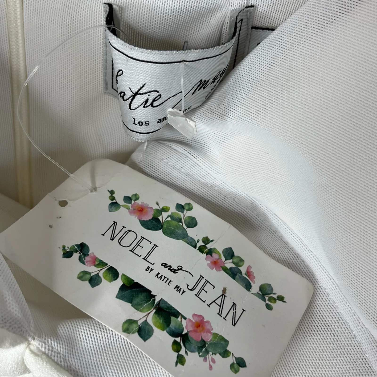 Katie May Come On Home NWT Twisted‎ Strapless Midi-Dress Ivory Satin Feel Small - Image 7