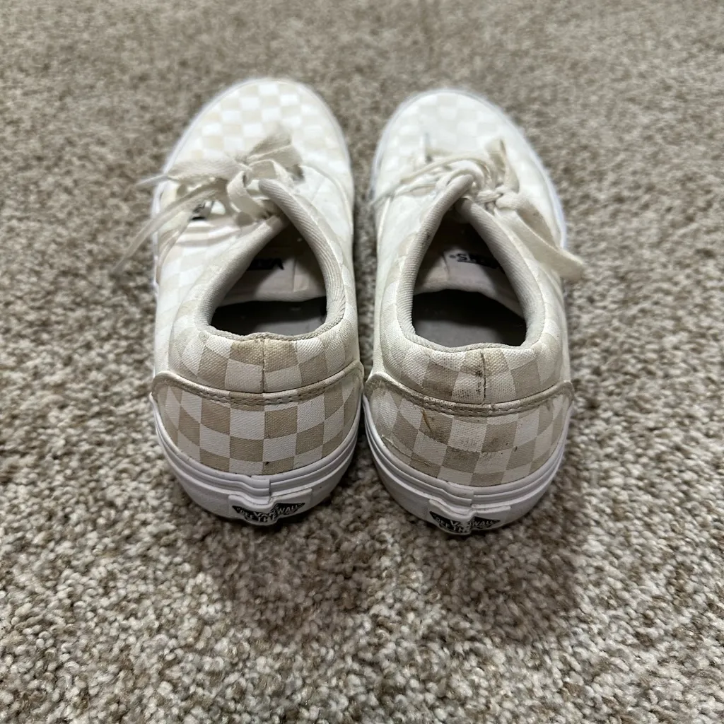 Vans Cream Checkered Sneakers - Image 5