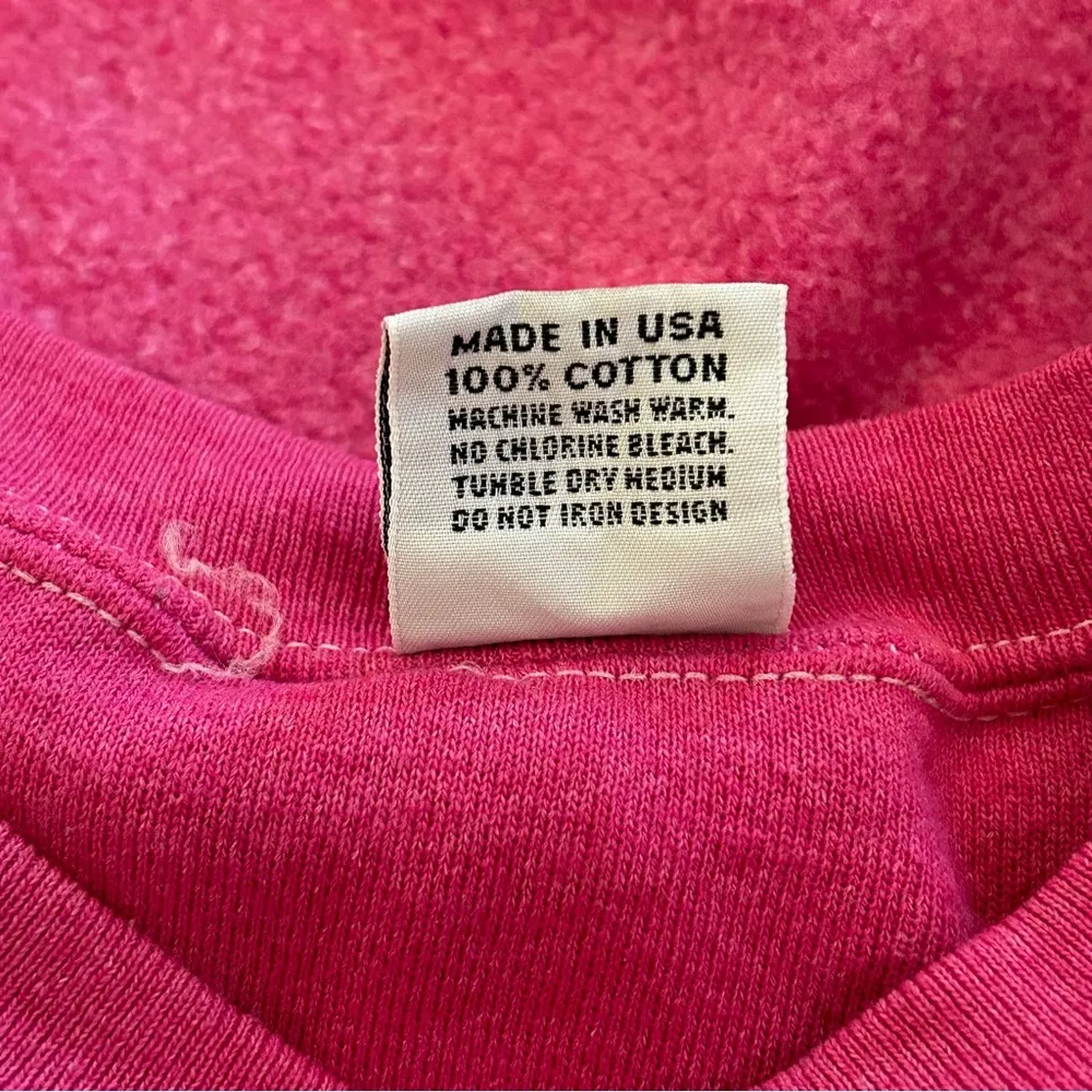 80s SPORT Embroidered Inside Out Crewneck Sweatshirt Reverse Vintage Pink XL - Image 7
