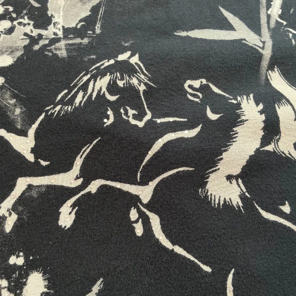 Jess & Jane Top Womens 1X Cotton Horse Print Artsy Equestrian Western Boho comfy Black - Image 5