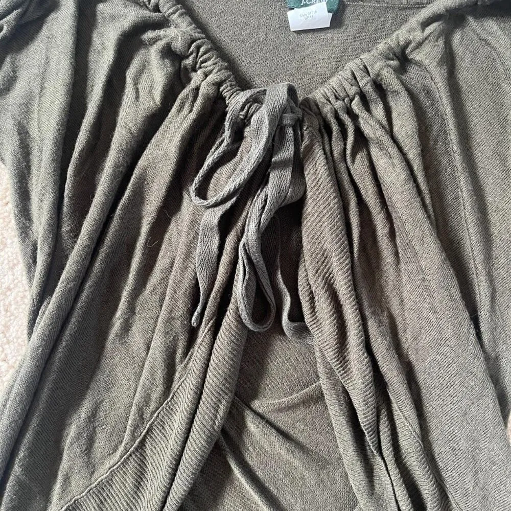 Women's J Crew Moss Green Tie Up Sweater Top Long Sleeve Cardigan Size XS - Image 6
