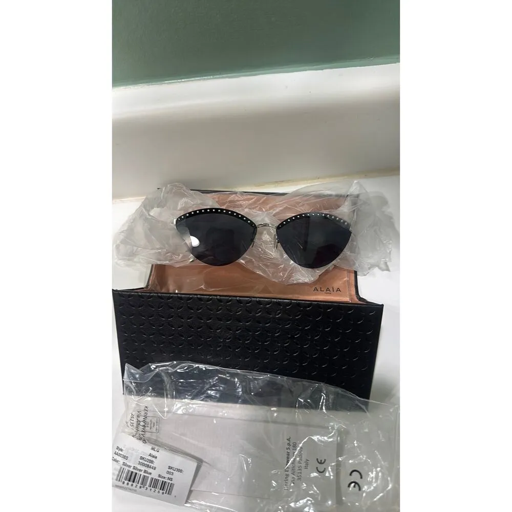 ALAÏA 61mm Cat Eye Sunglasses silver blue - Image 8