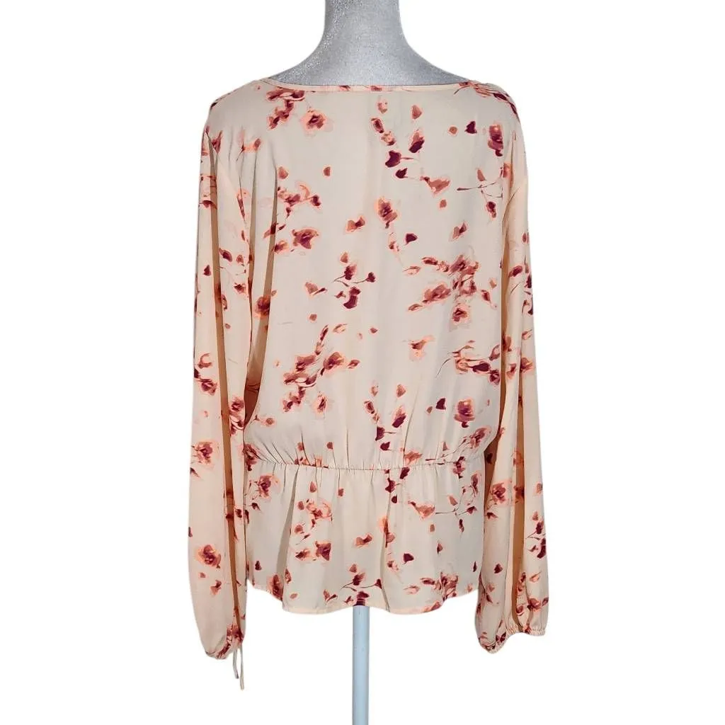Worthington Pink Abstract Floral Print Wrap Blouse Size XL Pink Wrap Top - Image 2