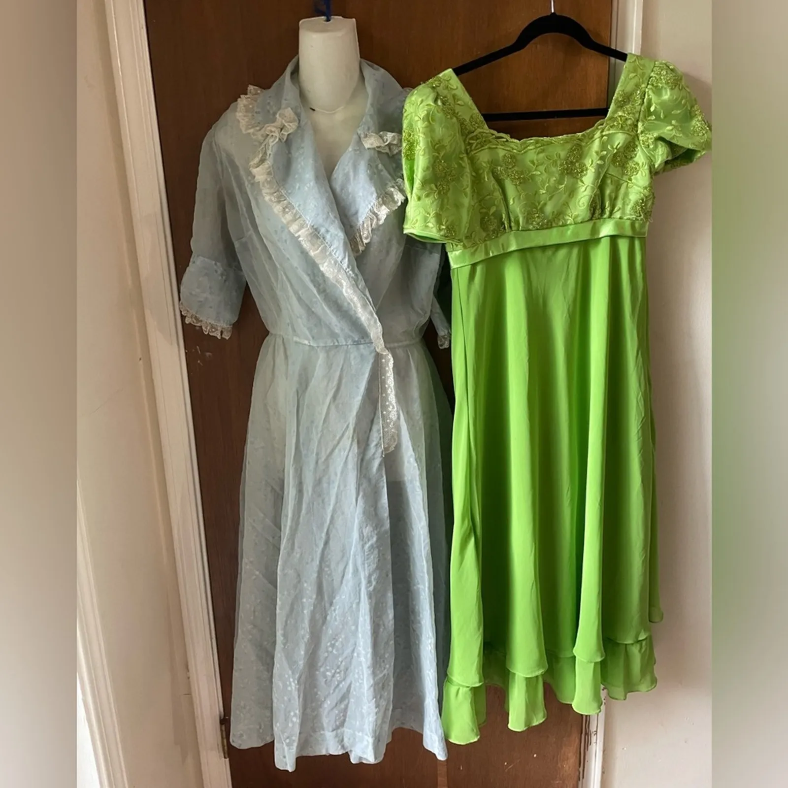 50s Bridgerton blue midi dress Size M - Image 8