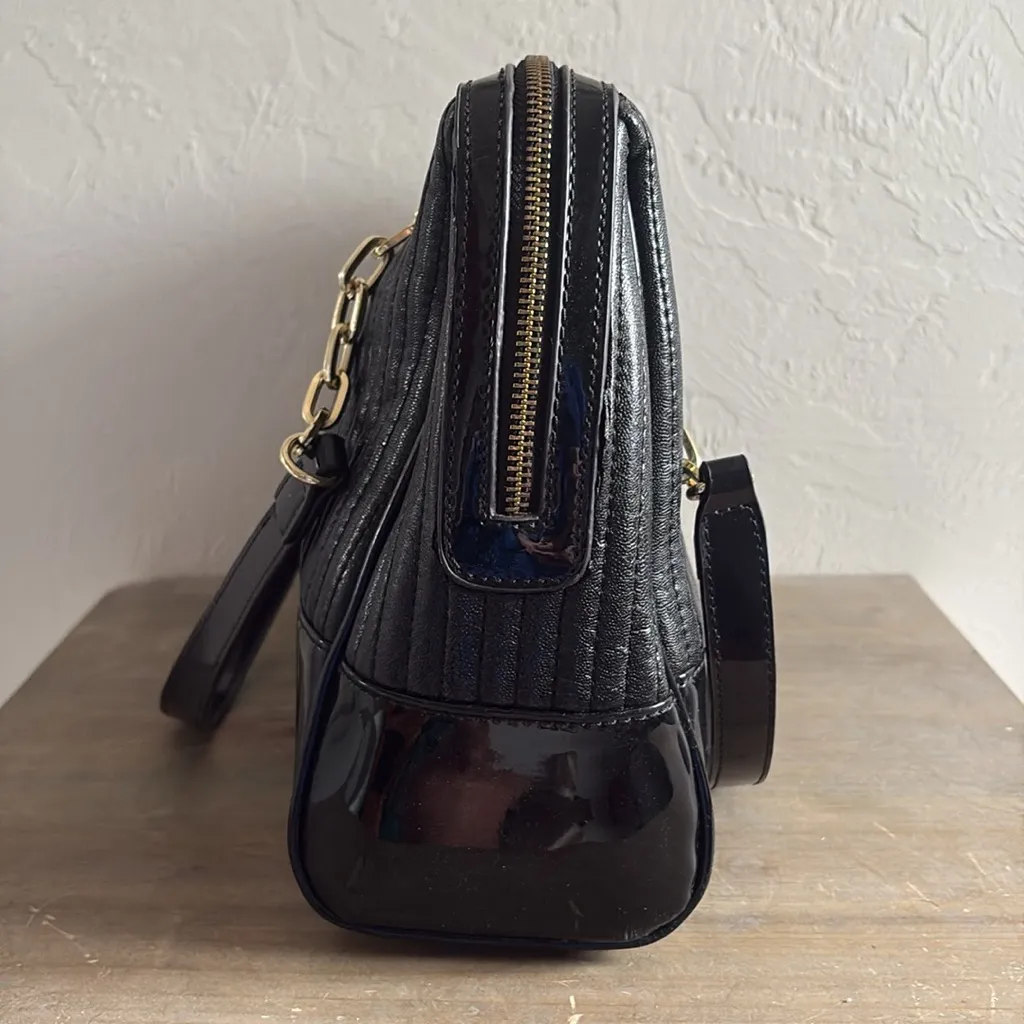 Anne Klein Double Chain Strap Shoulder Bag Black Gold - Image 5