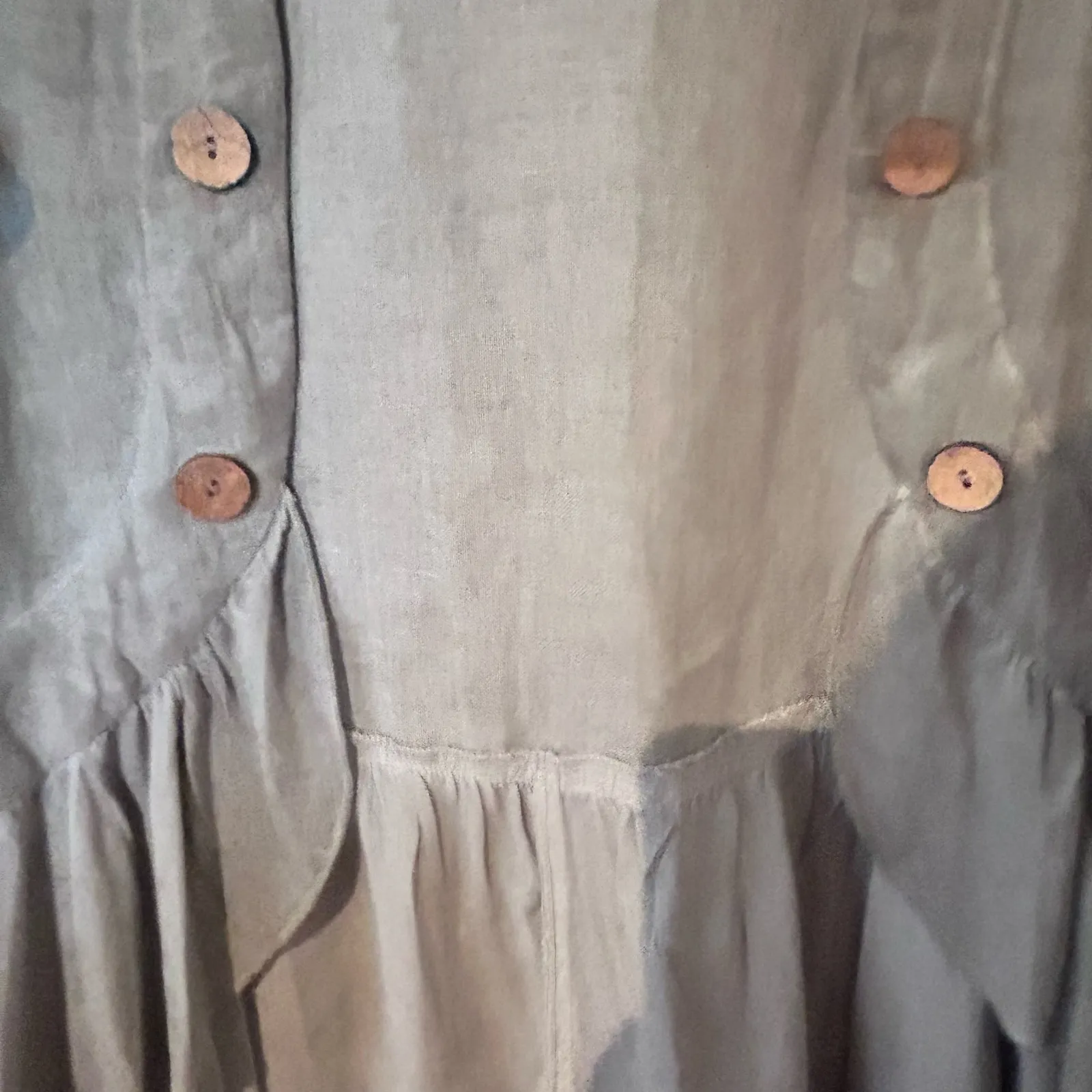 Crosstree Lane Open Top Bell Sleeves Shirttail Ruffle Hem Linen SZ LG Brown Boho - Image 11